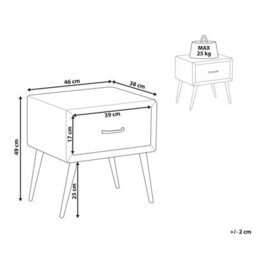 Beliani 1 Drawer Bedside Table Flayat Velvet Orange - thumbnail 3