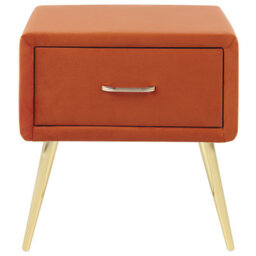 Beliani 1 Drawer Bedside Table Flayat Velvet Orange - thumbnail 4