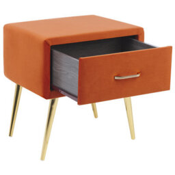 Beliani 1 Drawer Bedside Table Flayat Velvet Orange - thumbnail 5