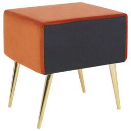 Beliani 1 Drawer Bedside Table Flayat Velvet Orange - thumbnail 6