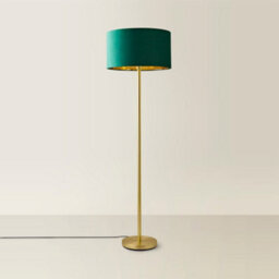 Valuelights Charles Gold Floor Lamp With Green Velvet & Metallic Shade And Bulb - thumbnail 4