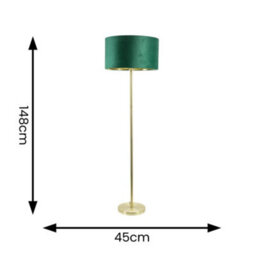 Valuelights Charles Gold Floor Lamp With Green Velvet & Metallic Shade And Bulb - thumbnail 8