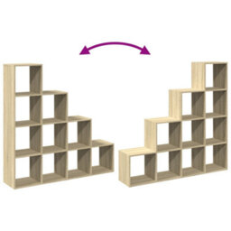 Berkfield Room Divider Bookcase 4-Tier Sonoma Oak 131.5X29X131.5 Cm Engineered Wood - thumbnail 8