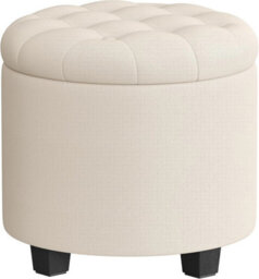LEDREM Round Ottoman, Ottoman With Storage, 45 X 45 X 44.5 Cm, Foot Rest With Legs, Linen-Look Fabric, Load Up To 150 Kg - thumbnail 6