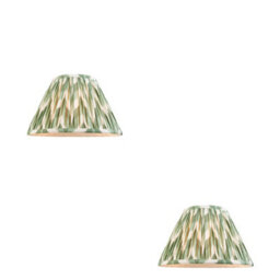 Loops Set Of 2 Handcrafted Cotswold Green Tapered Lamp Shades With Elegant Pleated Design