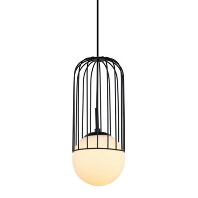 Luminosa Lighting Luminosa Modern Hanging Pendant Black 1 Light  With Black, White Shade, E27 - image 1