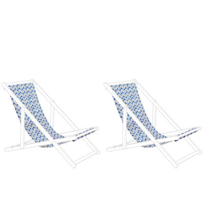Beliani Set Of 2 Sun Lounger Replacement Fabrics Anzio/avellino 113 X 44 Cm Blue - image 1