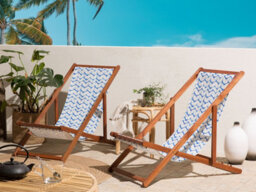 Beliani Set Of 2 Sun Lounger Replacement Fabrics Anzio/avellino 113 X 44 Cm Blue - thumbnail 2