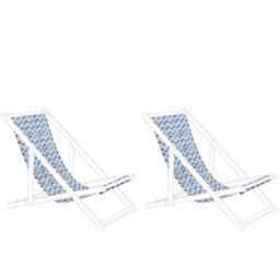 Beliani Set Of 2 Sun Lounger Replacement Fabrics Anzio/avellino 113 X 44 Cm Blue - thumbnail 1