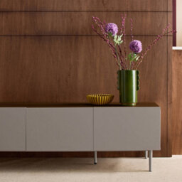 Sweeek - Tv Stand Metal With Wood Decor 4 Doors 180 Cm Grey And Walnut - Ashton - thumbnail 7