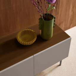 Sweeek - Tv Stand Metal With Wood Decor 4 Doors 180 Cm Grey And Walnut - Ashton - thumbnail 8