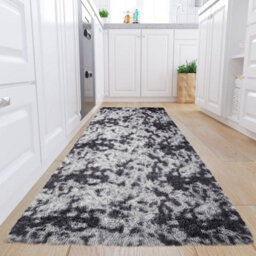 Ameha Living Room Area Rugs For Bedroom Anti Slip Modern Thick Pile Fluffy Shaggy Rug Non Shedding (Tye Dye Grey, 80X300 Cm) - thumbnail 3