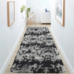 Ameha Living Room Area Rugs For Bedroom Anti Slip Modern Thick Pile Fluffy Shaggy Rug Non Shedding (Tye Dye Grey, 80X300 Cm) - thumbnail 1