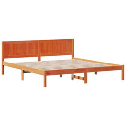 Berkfield Modern Wax Brown Pine Bed Frame Wax Brown Solid Pine Wood 180 X 200 Cm