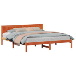 Berkfield Modern Wax Brown Pine Bed Frame Wax Brown Solid Pine Wood 180 X 200 Cm - thumbnail 3