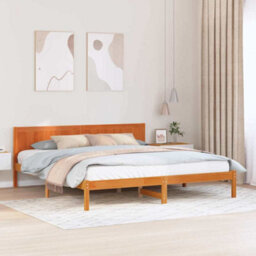Berkfield Modern Wax Brown Pine Bed Frame Wax Brown Solid Pine Wood 180 X 200 Cm - thumbnail 2
