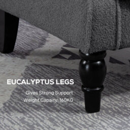 Homcom Accent Armchair Home Furniture Retro Tufted Club Fabric Charcoal Grey - thumbnail 7
