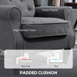 Homcom Accent Armchair Home Furniture Retro Tufted Club Fabric Charcoal Grey - thumbnail 5