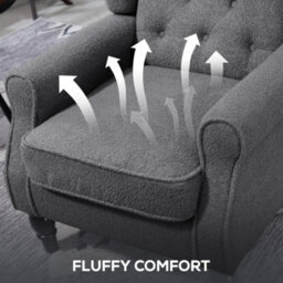 Homcom Accent Armchair Home Furniture Retro Tufted Club Fabric Charcoal Grey - thumbnail 6