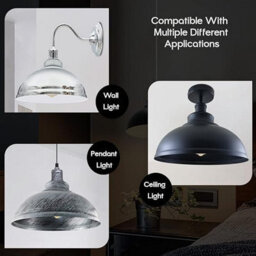 Grey Light Shade Ceiling, Cone Metal Lampshades For Ceiling Lights, Industrial Easy Fit Pendant Lamp Shades(29Cm) - thumbnail 6