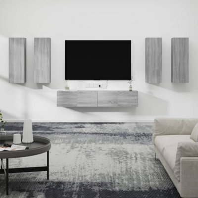 Berkfield 6 Piece Tv Cabinet Set Grey Sonoma Engineered Wood - image 1