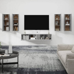 Berkfield 6 Piece Tv Cabinet Set Grey Sonoma Engineered Wood - thumbnail 3