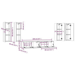 Berkfield 6 Piece Tv Cabinet Set Grey Sonoma Engineered Wood - thumbnail 8