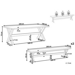 Beliani Garden Dining Set With Benches 6 Seater Olbia Concrete Grey - thumbnail 3