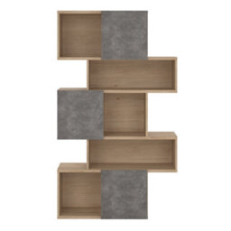 Furniture To Go Maze Asymmetrical Bookcase With 3 Doors In Jackson Hickory And Concrete - thumbnail 2