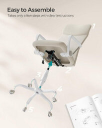 Songmics Desk Chair, Ergonomic Swivel Office Chair, Adjustable Height, Upholstered Seat, Tilt Function, Cappuccino Beige - thumbnail 6