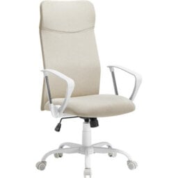 Songmics Desk Chair, Ergonomic Swivel Office Chair, Adjustable Height, Upholstered Seat, Tilt Function, Cappuccino Beige - thumbnail 7