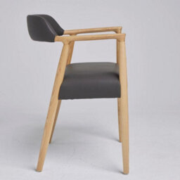 Where Saints Go Ltd Derek Dining Chair Grey Faux Leather Natural Ash Curved Frame Mid-Century Kitchen Chair - thumbnail 6