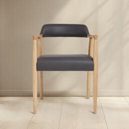 Where Saints Go Ltd Derek Dining Chair Grey Faux Leather Natural Ash Curved Frame Mid-Century Kitchen Chair - thumbnail 3