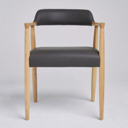 Where Saints Go Ltd Derek Dining Chair Grey Faux Leather Natural Ash Curved Frame Mid-Century Kitchen Chair - thumbnail 2