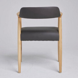 Where Saints Go Ltd Derek Dining Chair Grey Faux Leather Natural Ash Curved Frame Mid-Century Kitchen Chair - thumbnail 5