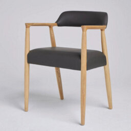 Where Saints Go Ltd Derek Dining Chair Grey Faux Leather Natural Ash Curved Frame Mid-Century Kitchen Chair - thumbnail 4