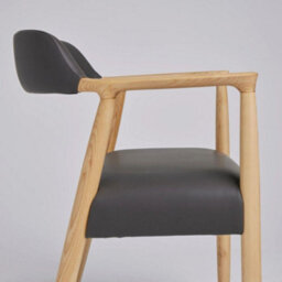 Where Saints Go Ltd Derek Dining Chair Grey Faux Leather Natural Ash Curved Frame Mid-Century Kitchen Chair - thumbnail 8