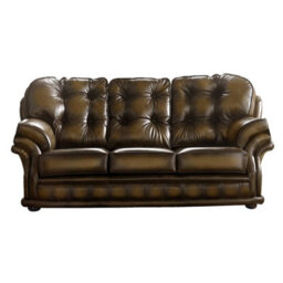 Chesterfield 3 Seater Antique Tan Leather Sofa Bespoke In Knightsbridge Style - thumbnail 1