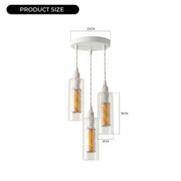 Industrial Loft Style White 3 Way Pendant Light Fixtures For Kitchen, Living Room, Dining Room - thumbnail 3