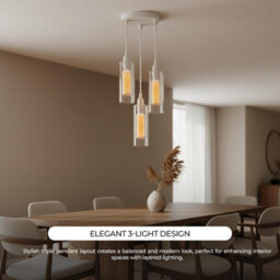 Industrial Loft Style White 3 Way Pendant Light Fixtures For Kitchen, Living Room, Dining Room - thumbnail 4