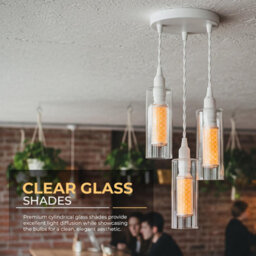Industrial Loft Style White 3 Way Pendant Light Fixtures For Kitchen, Living Room, Dining Room - thumbnail 5