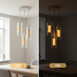 Industrial Loft Style White 3 Way Pendant Light Fixtures For Kitchen, Living Room, Dining Room - thumbnail 6