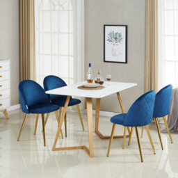 Life Interiors Set Of 2 Royal Blue Lucia Ergonomic Velvet Dining Chairs With Wooden Legs, Modern Upholstered Accent Chair - thumbnail 8