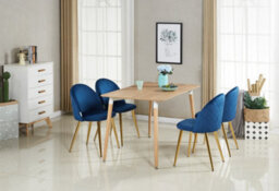 Life Interiors Set Of 2 Royal Blue Lucia Ergonomic Velvet Dining Chairs With Wooden Legs, Modern Upholstered Accent Chair - thumbnail 7