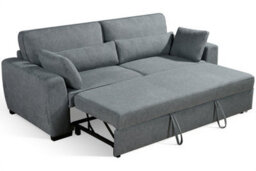 Convertible 3 Seater Sofa Bed For Living Room Alfie - Plush Woven Grey Chenille - Room Delivery - thumbnail 3