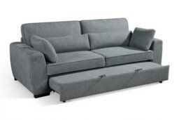 Convertible 3 Seater Sofa Bed For Living Room Alfie - Plush Woven Grey Chenille - Room Delivery - thumbnail 2