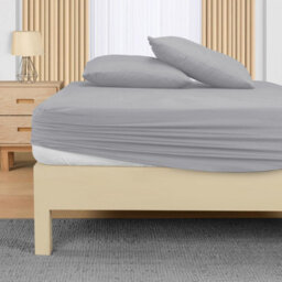 Ameha Plain Dyed Silver Fitted Sheet 30Cm Extra Deep Pocket Soft Touch Easy Care Durable Bed Fitted Sheets Single, 91X190 Cm - thumbnail 5