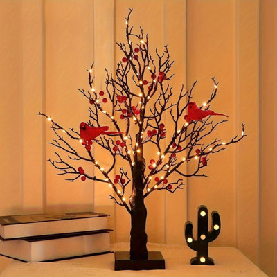 Birch  Tree With Lights And Birds Battery Operated Warm Led 60 Led Pre Lit Christmas Tree - image 1