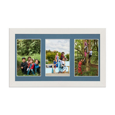 AK Frames 40X20Cm White Modern Multi Photo Frame With Pompadour Mount - Holds 3 Apertures (3X) 6X4 Photos - image 1