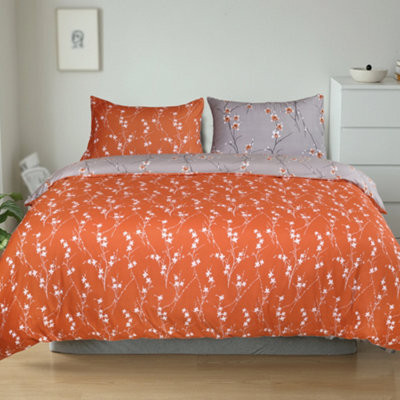 Aspire Homeware Printed Microfiber Duvet Cover Set, Rust Flower Reversible, Single, (L)200Cm X (W)135Cm - image 1
